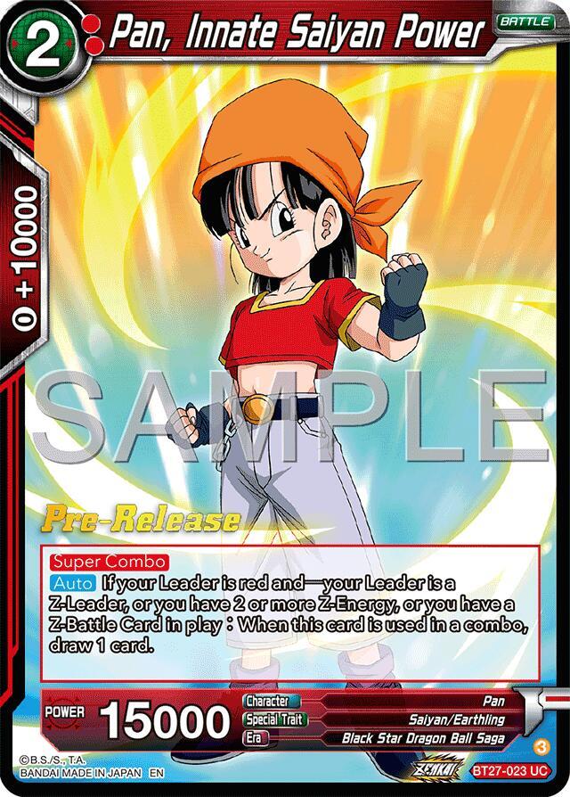 Pan, Innate Saiyan Power #BT27-023 — History of Z Pre-Release Cards