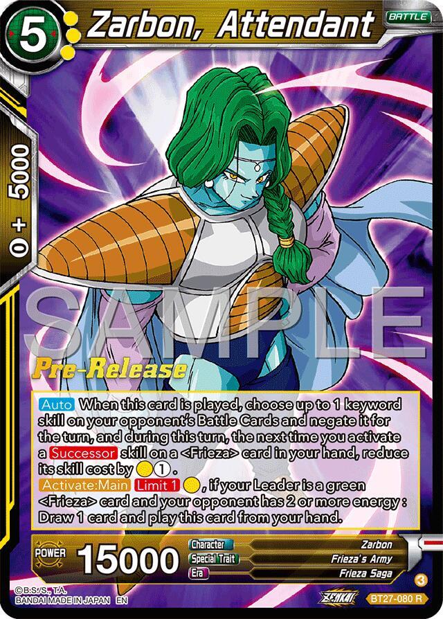 Zarbon, Attendant #BT27-080 — History of Z Pre-Release Cards