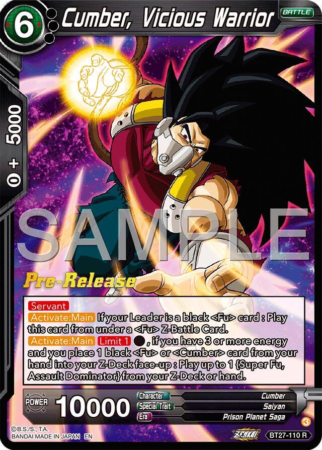 Cumber, Vicious Warrior #BT27-110 — History of Z Pre-Release Cards