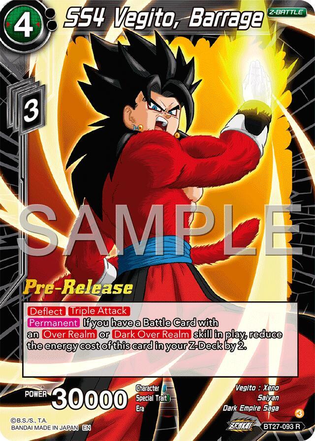 SS4 Vegito, Barrage #BT27-093 — History of Z Pre-Release Cards