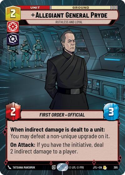 Allegiant General Pryde - Ruthless and Loyal (Hyperspace) Jump to Lightspeed Rare Star Wars Unlimited card — value and price