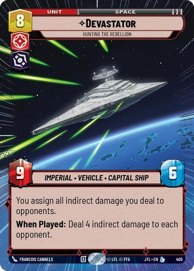 Devastator - Hunting the Rebellion (Hyperspace) Jump to Lightspeed Legendary Star Wars Unlimited card — value and price