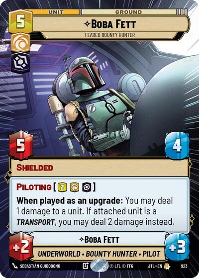 Boba Fett - Feared Bounty Hunter (Hyperspace Foil) Jump to Lightspeed Rare Star Wars Unlimited card — value and price