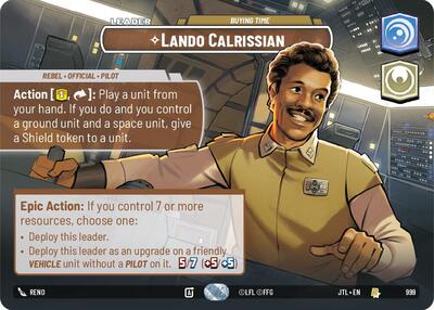 Lando Calrissian - Buying Time (Showcase) Jump to Lightspeed Rare Star Wars Unlimited card — value and price