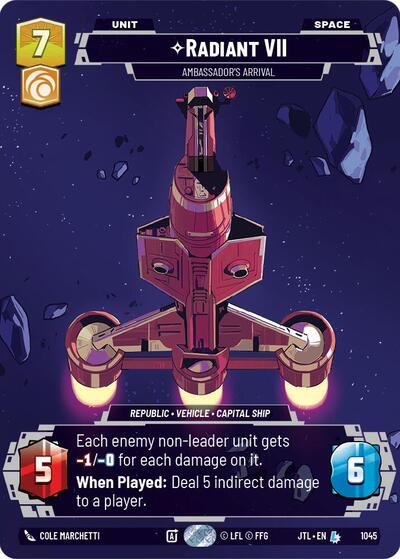 Radiant VII - Ambassadors' Arrival (Prestige) Jump to Lightspeed Legendary Star Wars Unlimited card — value and price