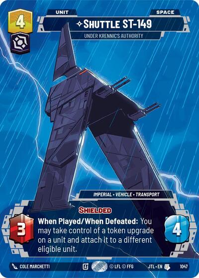 Shuttle ST-149 - Under Krennic's Authority (Prestige) Jump to Lightspeed Uncommon Star Wars Unlimited card — value and price