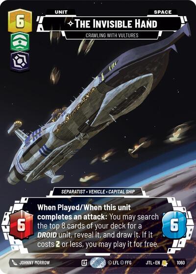 The Invisible Hand - Crawling With Vultures (Prestige Foil) Jump to Lightspeed Rare Star Wars Unlimited card — value and price