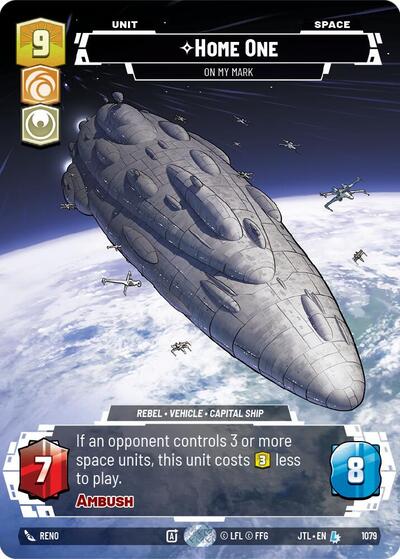 Home One - On My Mark (Prestige Foil) Jump to Lightspeed Legendary Star Wars Unlimited card — value and price