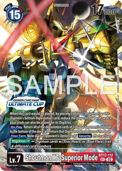 Shoutmon X7: Superior Mode (Ultimate Cup 25-26 Season 1) Across Time Secret Rare Digimon card — value and price