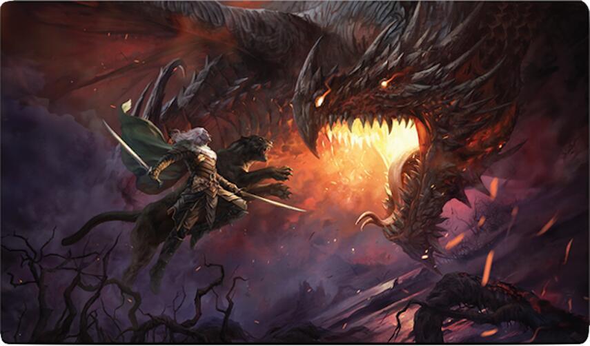 Magali Villeneuve Playmat for Magic: The Gathering (Kickstarter Exclusive) - Drizz't &amp; Guenhwyvar) — sealed Ultra PRO product photographed on a white background