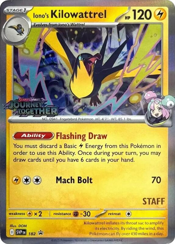 Iono's Kilowattrel - 182 (Prerelease) [Staff] 182 from SV: Scarlet & Violet Promo Cards