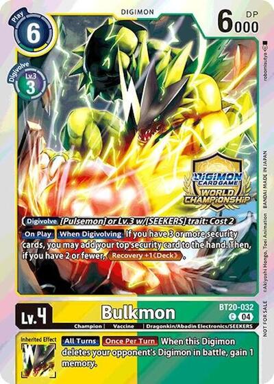 Bulkmon (Regionals 25-26 Champion Card Set Season 1) Release Special Booster 2.5 card price