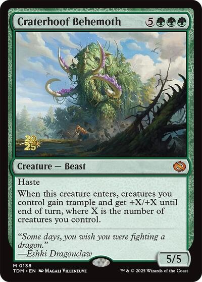 Craterhoof Behemoth (Prerelease) from PTDM #138s, Magic: The Gathering card