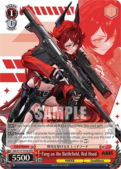 Fang on the Battlefield, Red Hood (RRR) GODDESS OF VICTORY: NIKKE Triple Rare Weiss Schwarz card — value and price