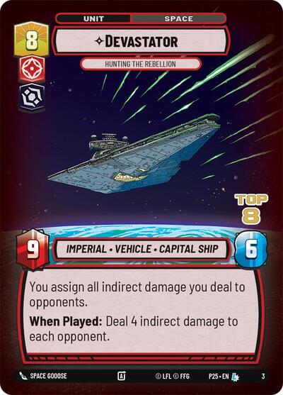Devastator - Hunting the Rebellion (Top 8) Organized Play Promos Legendary Star Wars Unlimited card — value and price