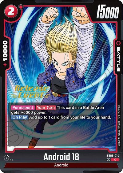 Android 18 - FB06-014 Rivals Clash Release Event Cards Common Dragon Ball card — value and price