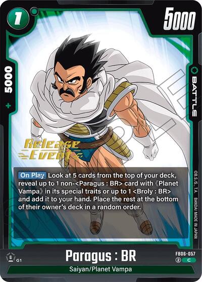 Paragus : BR - FB06-057 Rivals Clash Release Event Cards Common Dragon Ball card — value and price