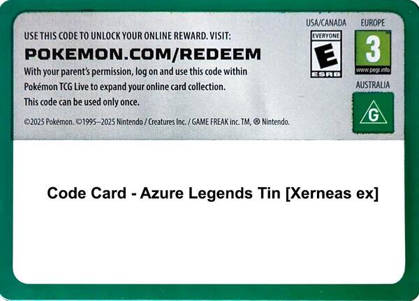 Code Card - Azure Legends Tin [Xerneas ex]