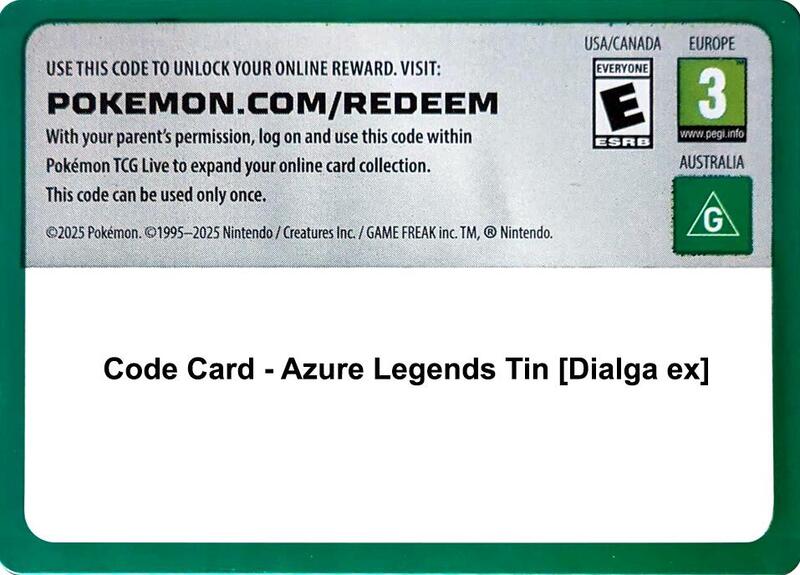 Code Card - Azure Legends Tin [Dialga ex]  from Miscellaneous Cards & Products