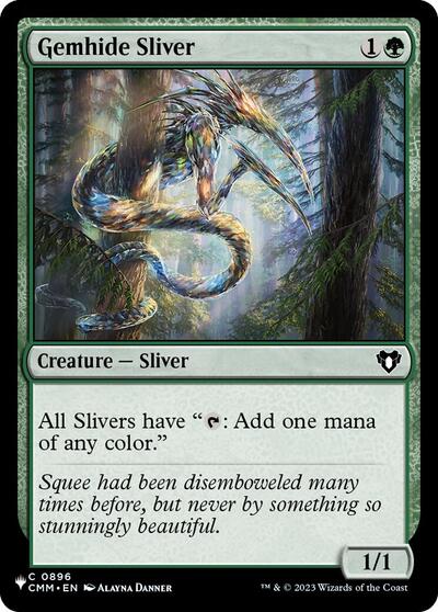 Gemhide Sliver (The List, from CMM) from PLST #CMM-896, Magic: The Gathering card