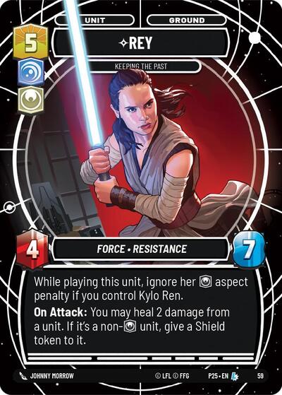 Rey - Keeping the Past Organized Play Promos Legendary Star Wars Unlimited card — value and price
