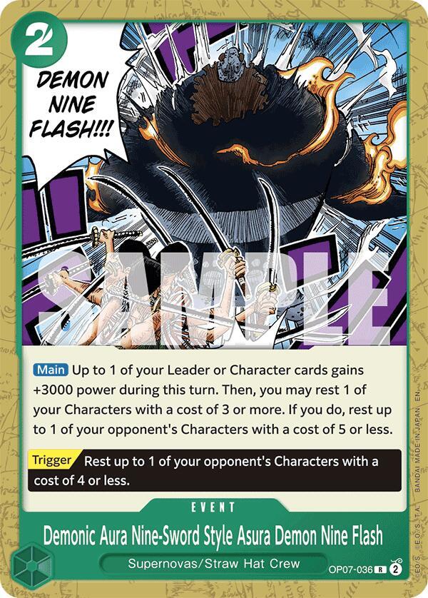 Demonic Aura Nine Sword Style Asura Demon Nine Flash Reprint onepiece card