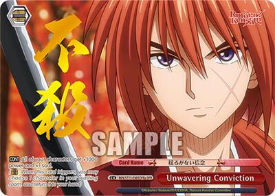 Unwavering Conviction (A) (OFR) Rurouni Kenshin Over-Frame Rare Weiss Schwarz card — value and price