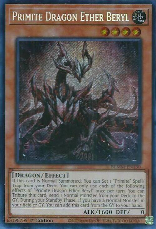 thumbnail image 2 of Yu-Gi-Oh! Primite Etheric Beryl Dragon – BLMM-FR130 – Secret Rare, Near Mint 2 of 3