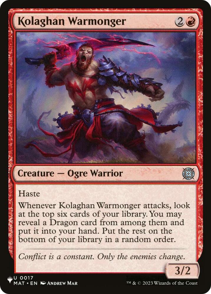 Kolaghan Warmonger #MAT-67 — The List