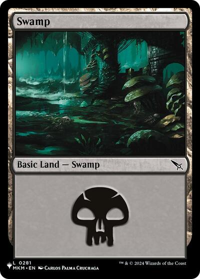 Swamp (The List, from MKM) from LIST #281, Magic: The Gathering card