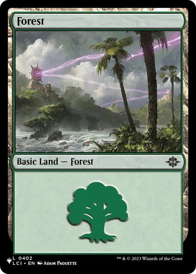 Forest (The List, from LCI) from LIST #402, Magic: The Gathering card