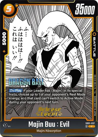 Majin Buu : Evil - SB01-037 Manga Booster 01 Release Event Cards Common Dragon Ball card — value and price