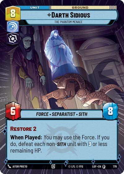 Darth Sidious - The Phantom Menace (Hyperspace Foil) Legends of the Force Special Star Wars Unlimited card — value and price