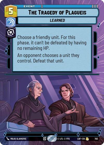 The Tragedy of Plagueis (Hyperspace Foil) Legends of the Force Rare Star Wars Unlimited card — value and price