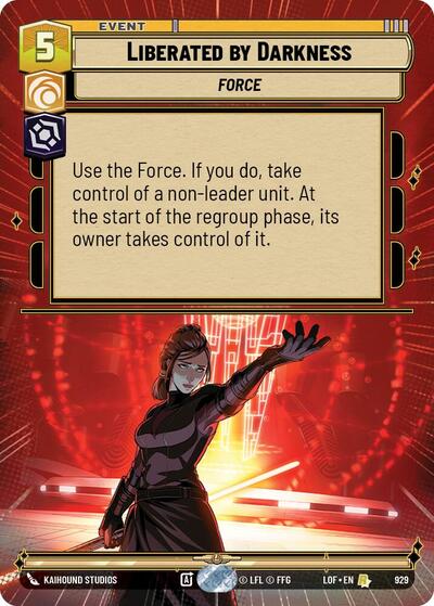 Liberated by Darkness (Hyperspace Foil) Legends of the Force Rare Star Wars Unlimited card — value and price