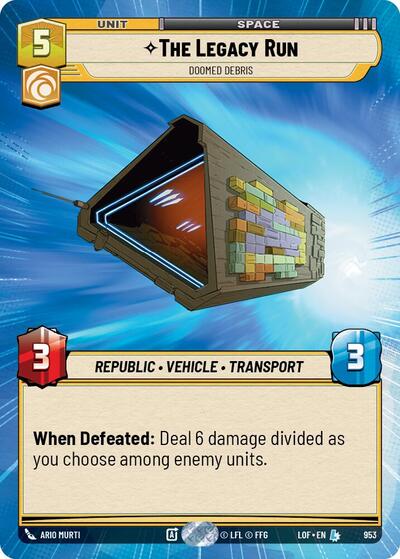 The Legacy Run - Doomed Debris (Hyperspace Foil) Legends of the Force Legendary Star Wars Unlimited card — value and price