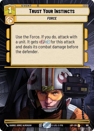 Trust Your Instincts (Hyperspace Foil) Legends of the Force Rare Star Wars Unlimited card — value and price