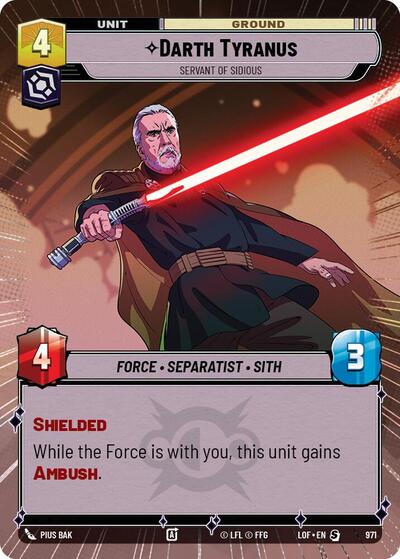 Darth Tyranus - Servant of Sidious (Hyperspace Foil) Legends of the Force Special Star Wars Unlimited card — value and price