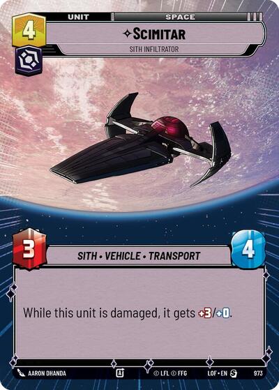 Scimitar - Sith Infiltrator (Hyperspace Foil) Legends of the Force Special Star Wars Unlimited card — value and price