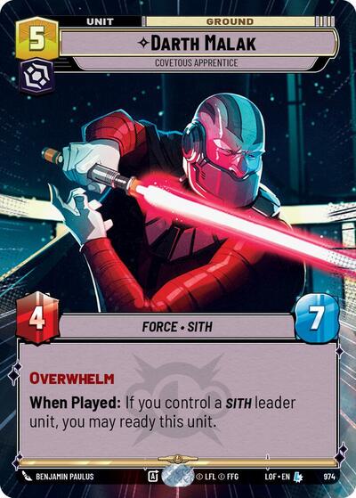 Darth Malak - Covetous Apprentice (Hyperspace Foil) Legends of the Force card price
