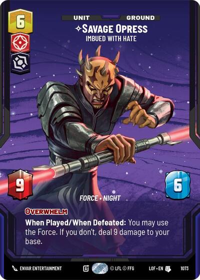 Savage Opress - Imbued With Hate (Prestige Foil) Legends of the Force Uncommon Star Wars Unlimited card — value and price