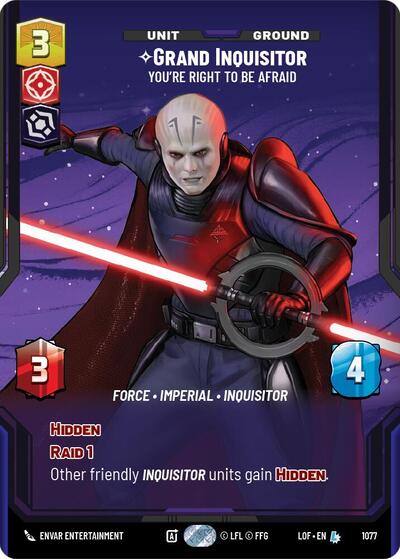 Grand Inquisitor - You're Right to Be Afraid (Prestige Foil) Legends of the Force Legendary Star Wars Unlimited card — value and price