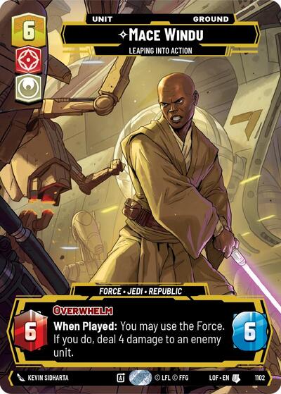 Mace Windu - Leaping into Action (Prestige Foil) card