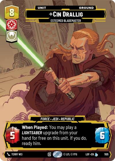 Cin Drallig - Esteemed Blademaster (Prestige Foil) Legends of the Force Legendary Star Wars Unlimited card — value and price