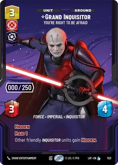 Grand Inquisitor - You're Right to Be Afraid (Serialized) Legends of the Force card price