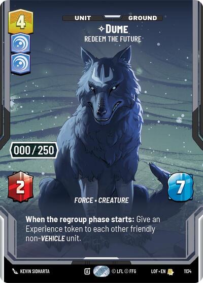 Dume - Redeem the Future (Serialized) Legends of the Force Rare Star Wars Unlimited card — value and price