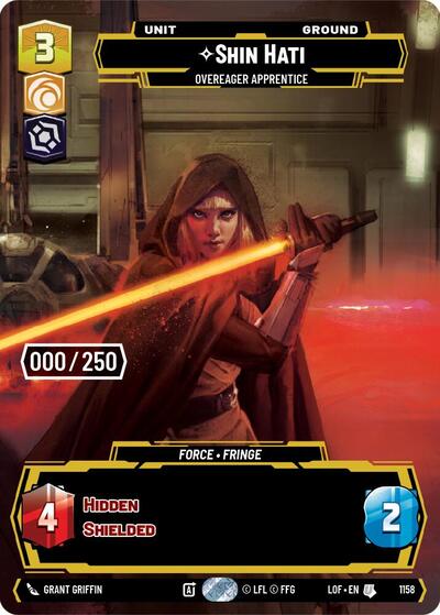 Shin Hati - Overeager Apprentice (Serialized) Legends of the Force Uncommon Star Wars Unlimited card — value and price