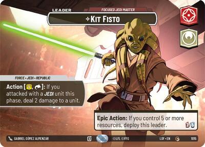 Kit Fisto - Focused Jedi Master (Showcase) Legends of the Force Common Star Wars Unlimited card — value and price