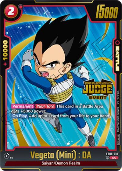 Vegeta (Mini) : DA (Judge Pack (Event Judge) 04) Tournament and Championship Promos Uncommon Dragon Ball card — value and price