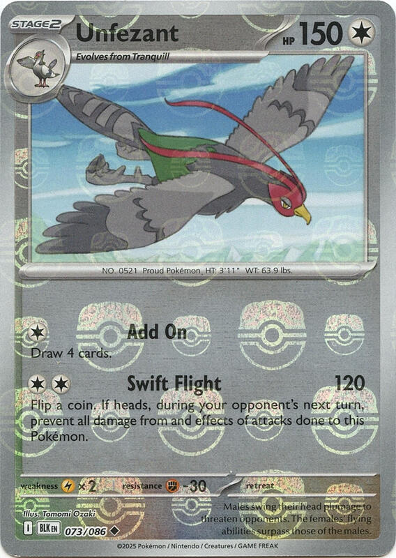Unfezant (Master Ball Pattern) 073/086 from SV: Black Bolt